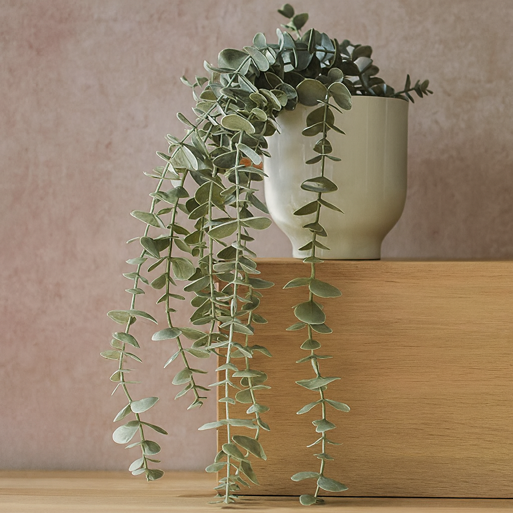 indoor hanging eucalyptus plant Artificial Hanging Potted Eucalyptus Plant