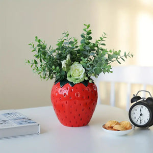 Cute Strawberry Shaped Ceramic Flower Vase