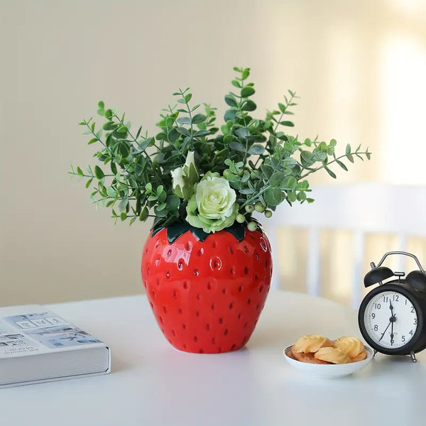 Cute Strawberry Shaped Ceramic Flower Vase