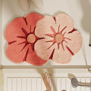 Daisy Peach Non-Slip Floor Rug