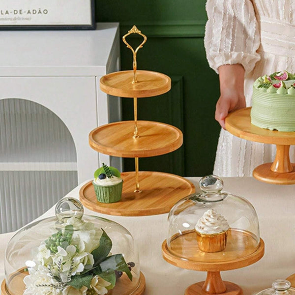 Classic Wooden Food Serving Stand