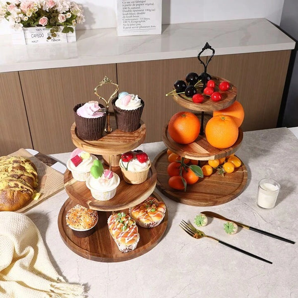 Classic Wooden Food Serving Stand