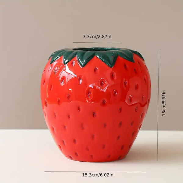 Cute Strawberry Shaped Ceramic Flower Vase