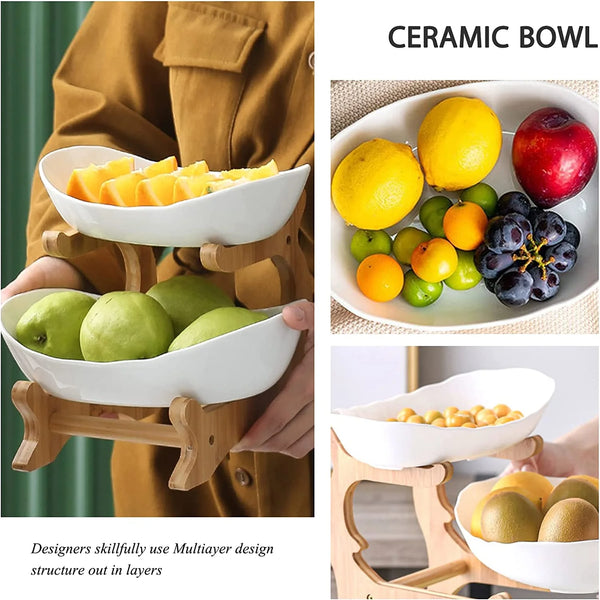 3-Tier Decorative Ceramic Fruit & Snack Stand