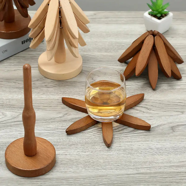 TreeShape Wooden Trivet Set for Hot Pots