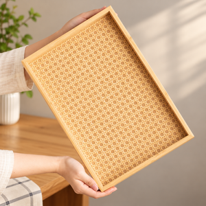 Modern Rattan Look Serving Tray