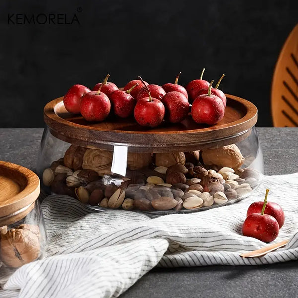 Elegant Dryfruit & Snacks Bowl with Wooden Lid