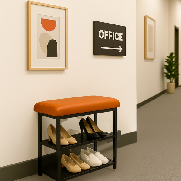 2 Tier Shoe Rack Bench with Foam Seat