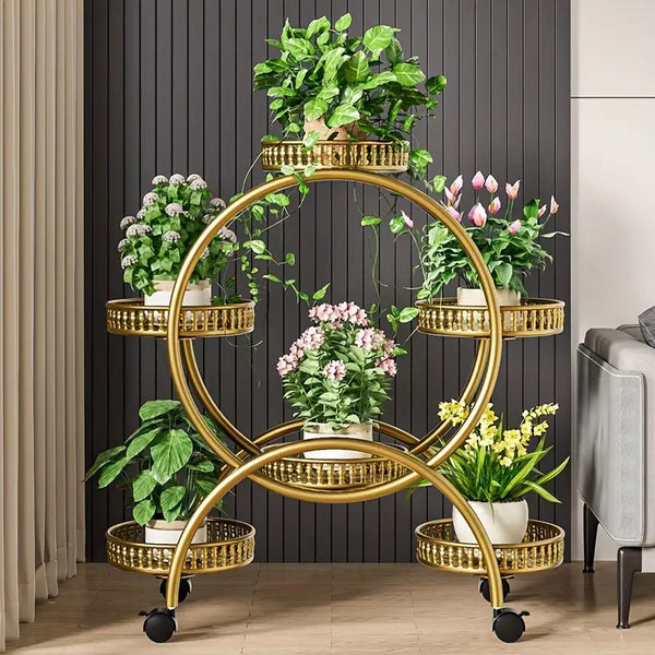 6 Tray Plant Stand with Wheels