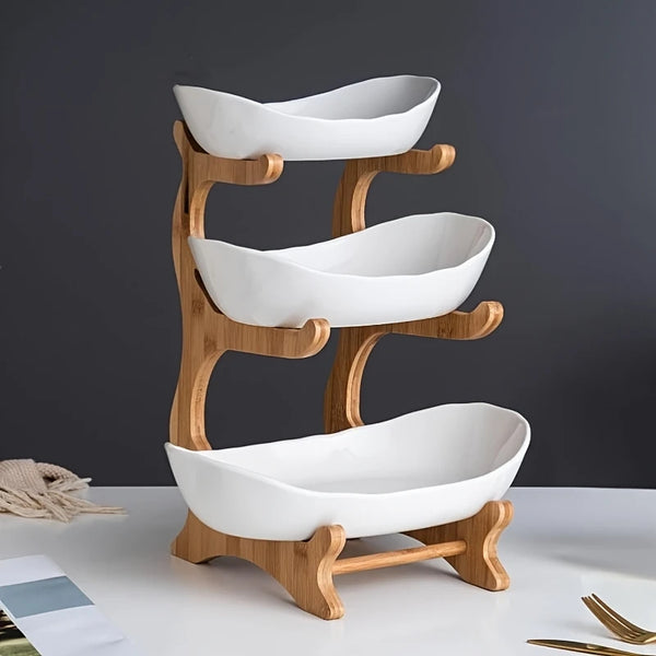 3-Tier Decorative Ceramic Fruit & Snack Stand