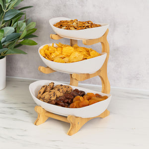 3-Tier Decorative Ceramic Fruit & Snack Stand