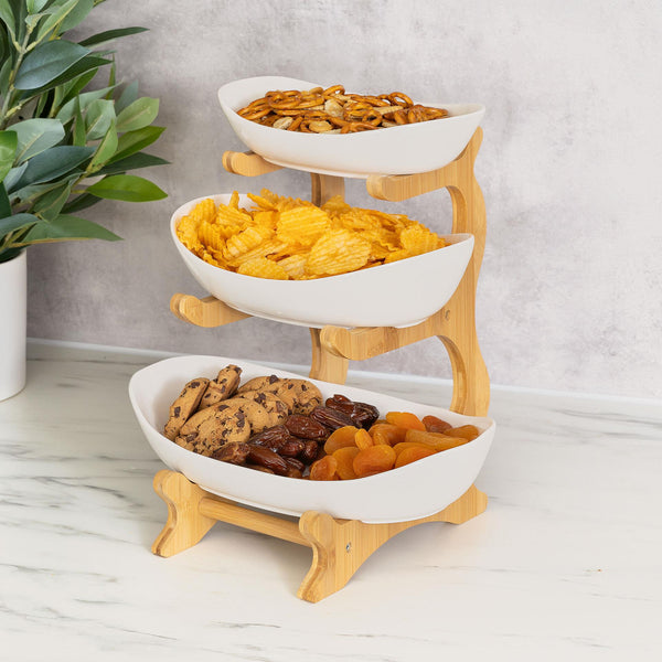 3-Tier Decorative Ceramic Fruit & Snack Stand