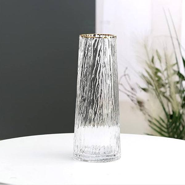 Contoured Crystal Floral Glass Vase