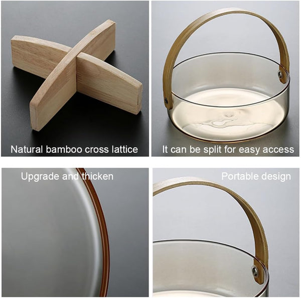 Innovative Glass Serving Tray with Wooden Dividers