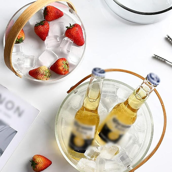 Innovative Glass Serving Tray with Wooden Dividers