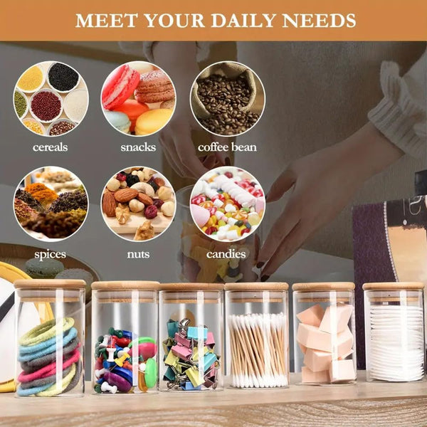 Glass Food Storage Jars with Wooden Lids