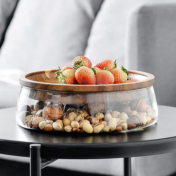 Elegant Dryfruit & Snacks Bowl with Wooden Lid