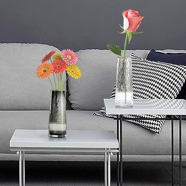 Contoured Crystal Floral Glass Vase