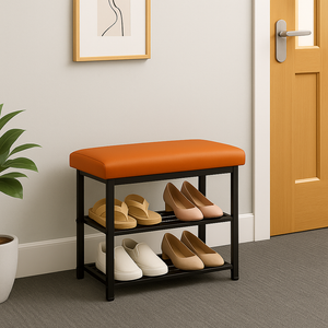 2 Tier Shoe Rack Bench with Foam Seat