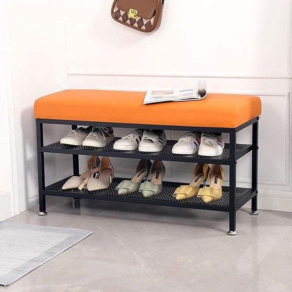 2-Tier Shoe Rack Bench with Foam Seat