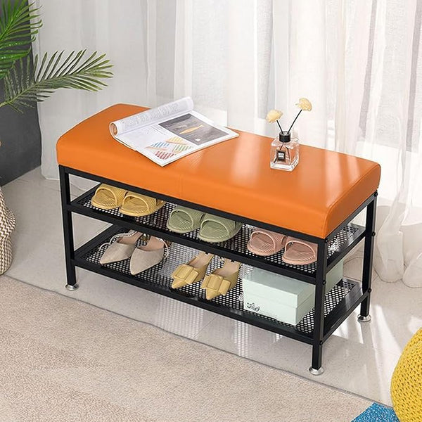 2-Tier Shoe Rack Bench with Foam Seat