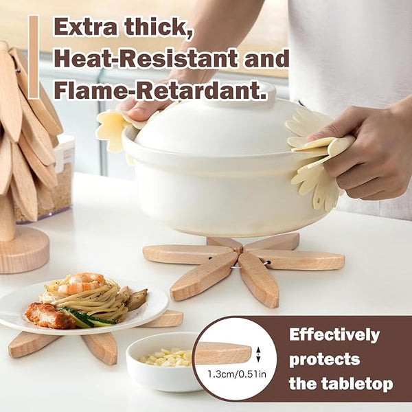 TreeShape Wooden Trivet Set for Hot Pots