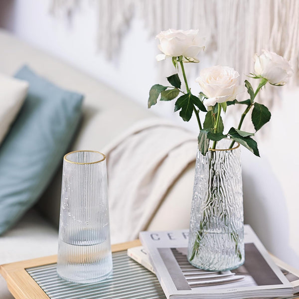 Contoured Crystal Floral Glass Vase