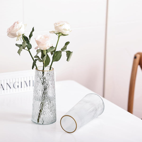 Contoured Crystal Floral Glass Vase