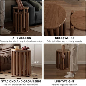 4-in-1 Stackable Wooden Stool Set