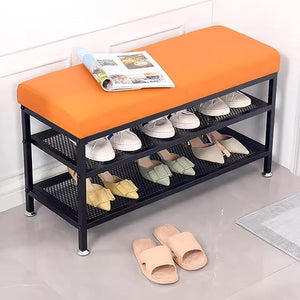 2-Tier Shoe Rack Bench with Foam Seat