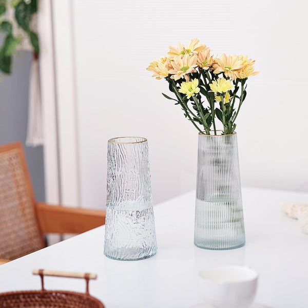 Contoured Crystal Floral Glass Vase