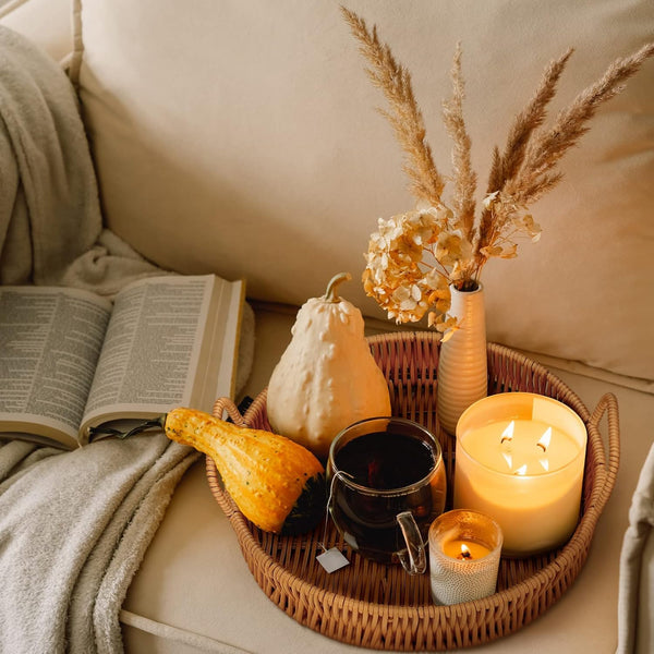 3-Piece Woven Rattan Serving Tray Set