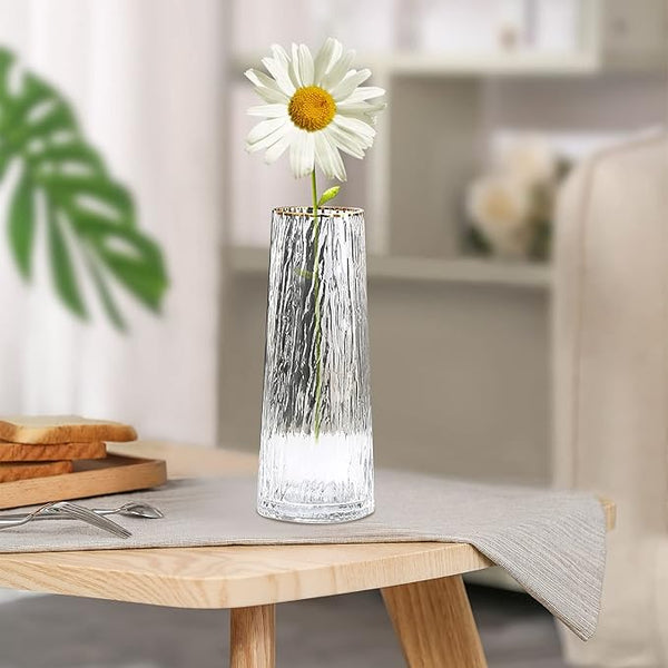 Contoured Crystal Floral Glass Vase