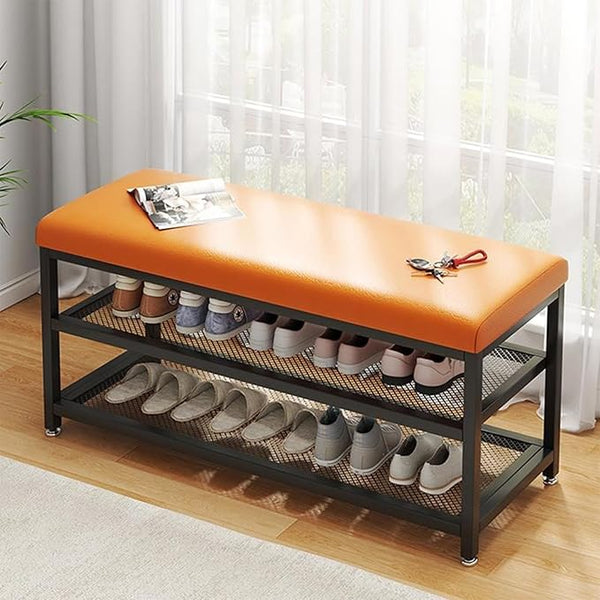2-Tier Shoe Rack Bench with Foam Seat