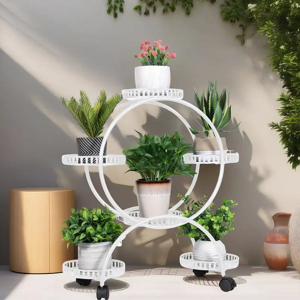 6 Tray Plant Stand with Wheels