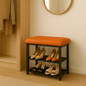 2 Tier Shoe Rack Bench with Foam Seat