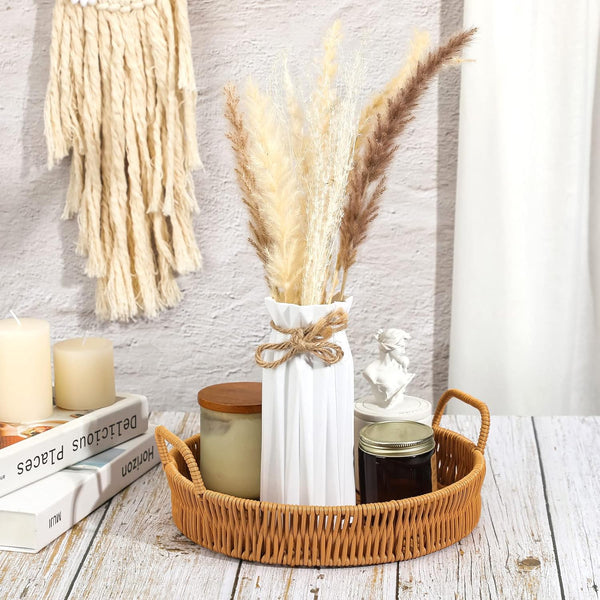3-Piece Woven Rattan Serving Tray Set