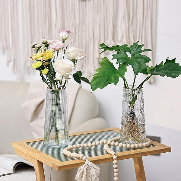 Contoured Crystal Floral Glass Vase