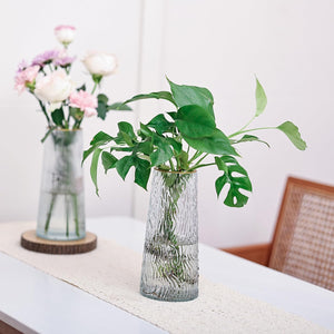 Contoured Crystal Floral Glass Vase