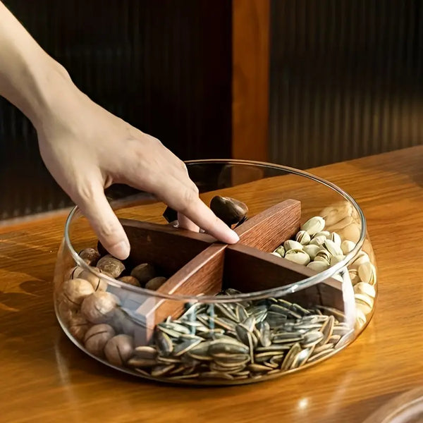 Elegant Dryfruit & Snacks Bowl with Wooden Lid