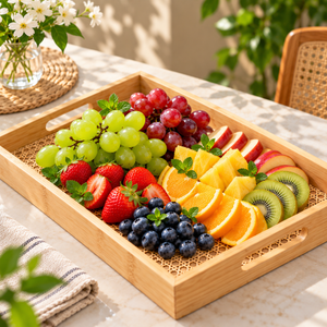 Modern Rattan Look Serving Tray