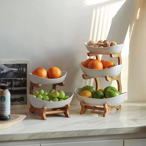 3-Tier Decorative Ceramic Fruit & Snack Stand