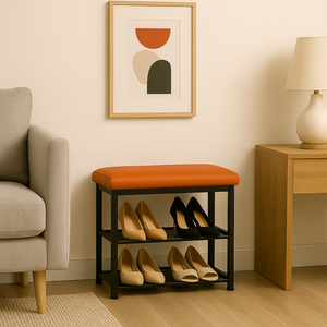 2 Tier Shoe Rack Bench with Foam Seat
