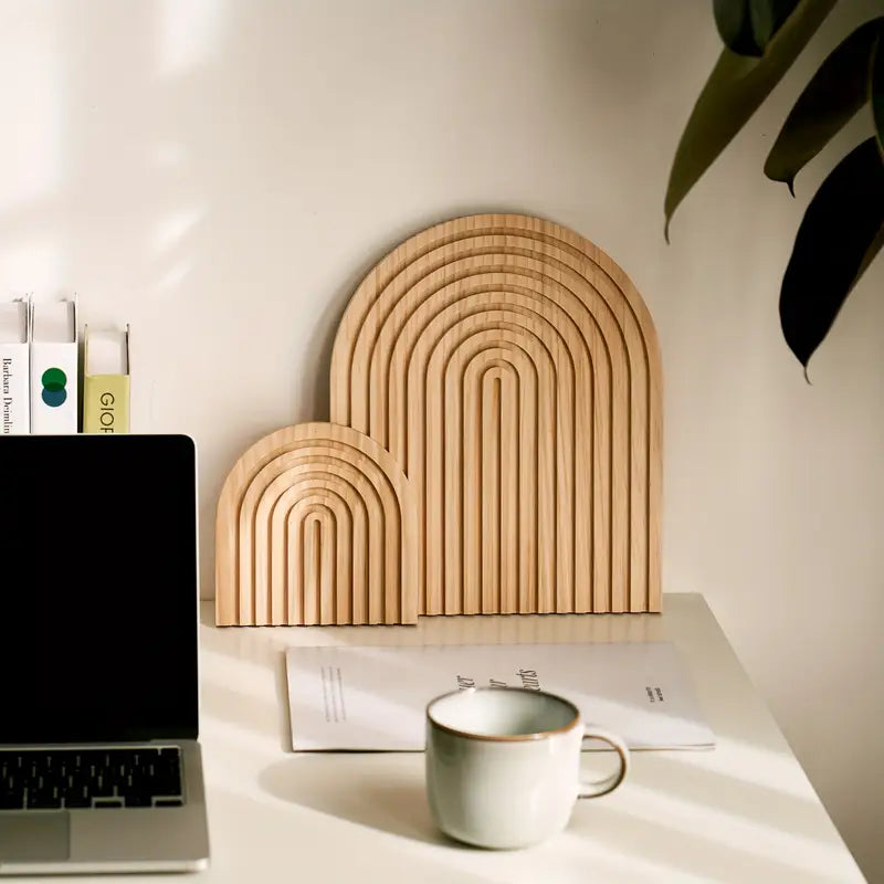Minimalist Wooden Rainbow Arch Decor