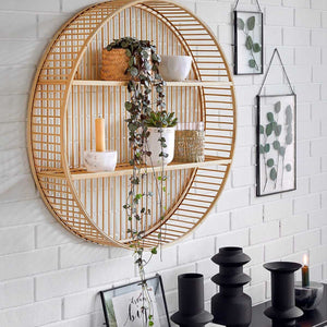 Bamboo Round Floating Shelf Display Rack