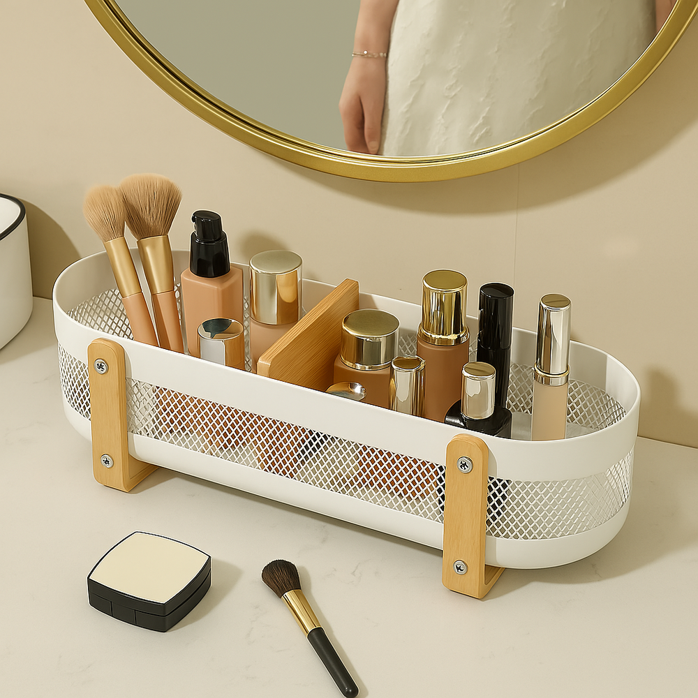 Minimalist Wooden Handle Storage Basket