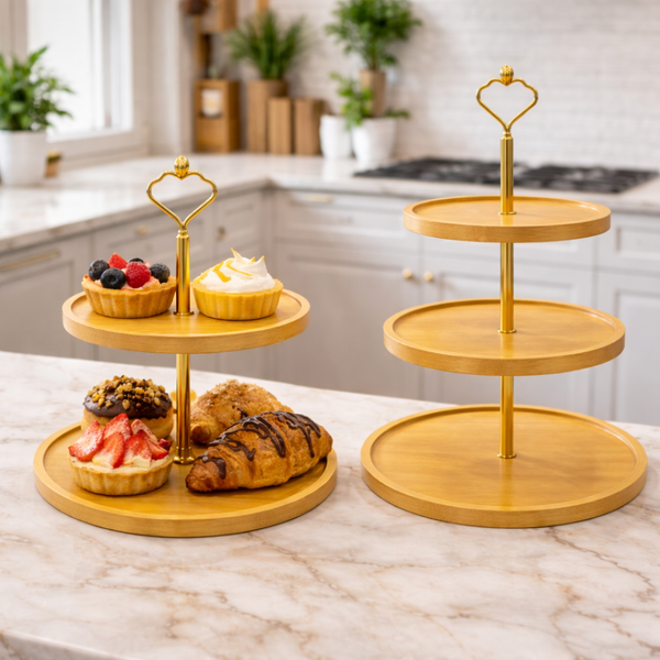 Classic Wooden Food Serving Stand