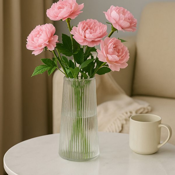 Contoured Crystal Floral Glass Vase