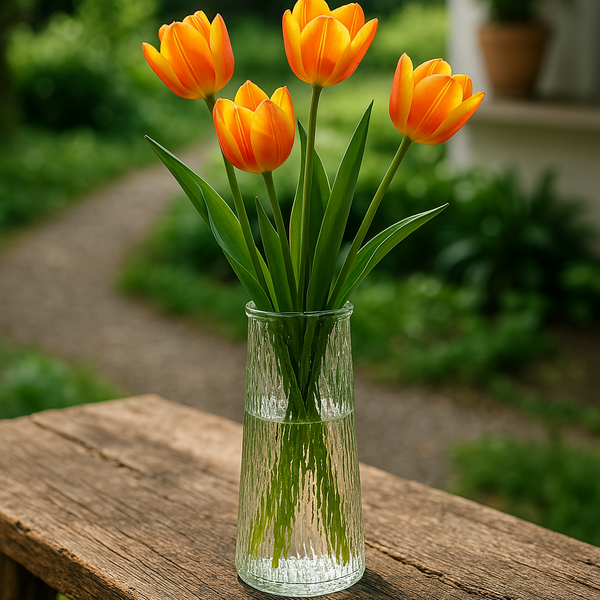 Contoured Crystal Floral Glass Vase