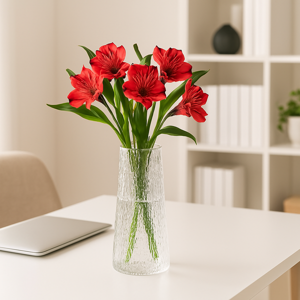 Contoured Crystal Floral Glass Vase